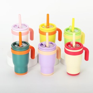 2025 New Stainless Steel 420ml Hydrated Auto Tumbler Portable Handle Bpa Free Silicone Straw Customized Kids Mini Car Mug - Product Image 1