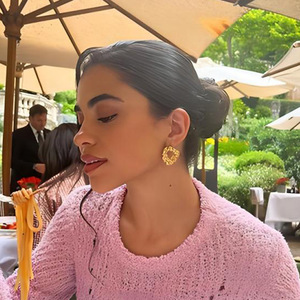 European American Instagram Style <b>Titanium</b> Steel <b>Stud</b> Earrings Geometric Circular Ring Design 18k Gold Stainless Steel Fashion - Product Image 1