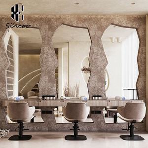 Customized Luxury Hair Salon <b>LED</b> Lighting Barbershop <b>Mirror</b> Station Custom Size Beauty Salons Barber Styling <b>Mirror</b> Station - Product Image 1