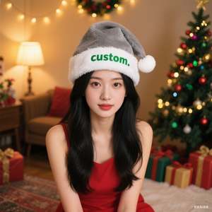 Chapeau de Père Noël en velours imprimé sur mesure-Souvenir de fête de Noël de luxe - Product Image 1