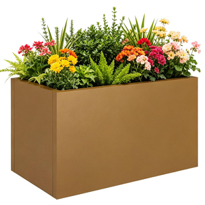 Pot de fleurs moderne en acier inoxydable pour l'extérieur / Pots de plantes décoratifs avec éclairage LED pour la décoration de la maison et du jardin / Pots de fleurs pour le jardinage - Product Image 1