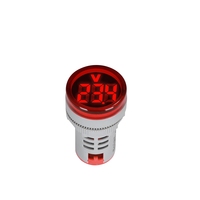 Lampu Pilot pengukur tegangan, Voltmeter Digital bulat 22mm Mini LED indikator cahaya voltase