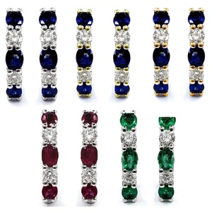 Riya — fabrication de bijoux fins, Design populaire, ensemble de boucles d'oreilles, 18 carats, blanc, couleur véritable, saphir bleu, cerceaux pour femmes - Product Image 4