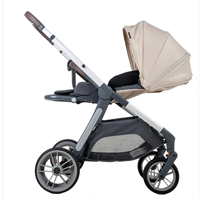 Poussette bébé pliable 3-en-1 Ningbo Youbei, légère, avec cadre en alliage d'aluminium, système de voyage compact, marron clair, personnalisable