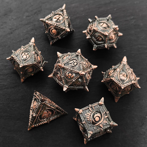Dados Metálicos Antiguos Sólidos con Diseño de Ojo de Dragón Poliédrico y Púas D6 <span class=keywords><strong>D10</strong></span> D20 para Juegos de Rol como Dungeons and Dragons y Pathfinder - Product Image 5