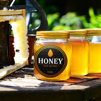 Étiquette alimentaire personnalisée imprimée en couleur, adhésive et imperméable pour bouteille de miel, autocollant pour pot en verre de miel d'abeille pour emballage alimentaire