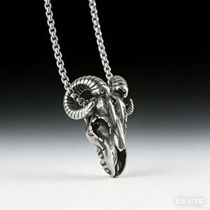 Yunnique – collier avec pendentif en forme de crâne de bélier en acier inoxydable, unisexe, design du zodiaque animal, bijoux à la mode - Product Image 3