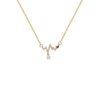 HONGTONG B2-24 acier inoxydable 18K plaqué or battement de coeur pendentif collier cadeau romantique pour les femmes accessoires de bijoux de mode
