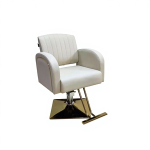 Elegante Poltrona Professionale in Pelle Bianca per Salone di Bellezza con Finiture Dorate per Centri Estetici di Lusso - Product Image 3