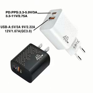 40W Wall Charger Quick Charge 2 Ports QC4.0 PD <b>USB</b> <b>C</b> Fast Charging Mobile Phone Power Supply Adapter With Box Package - Product Image 3