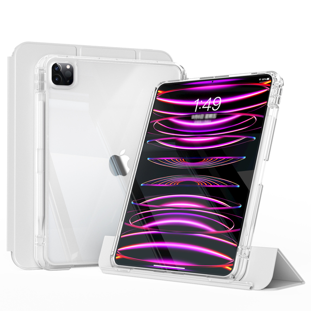 Removable Clear Back Cover with Apple Pencil Holder Case for iPad Pro 12.9 Inch 2022/2021/2020 (6th/5th/4th Gen)