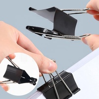 Clips Metálicos Negros Foska, Sujetadores de Papel de Diferentes Tamaños para Documentos, con Caja