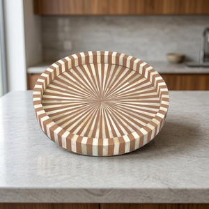 Elegante Bandeja de Servir con Incrustaciones de Madera de la India, Diseño Ecológico de Resina Natural, Bandeja Decorativa de Material Plástico - Product Image 6