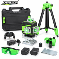 DERUIDA Niveau laser 4D16 vert auto-nivelant 360° avec batterie lithium rechargeable pour mesures murales et au sol
