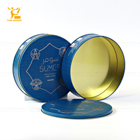 Boîte en métal ronde personnalisée pour biscuits, résistante au four, de qualité alimentaire, bleue, vide, pour beurre, biscuits, gâteaux, emballage en gros
