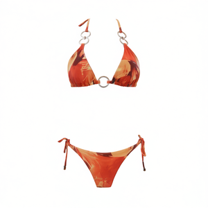 HDJ <b>Plus</b> <b>Size</b> <b>Bikini</b> <b>Set</b> Printed Halter Tie Side Swimwear Women SQ67776 - Product Image 1