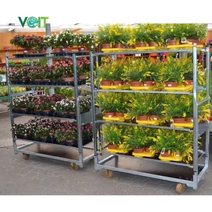 Greenhouse Galvanized Garden Rolling Plant Flower racks for Nursery