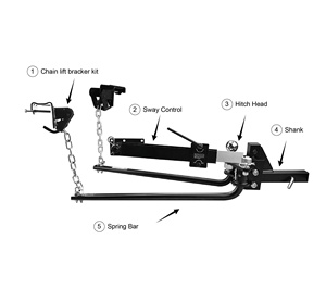 Kits de enganche de distribución de peso de 1000 libras con control de balanceo y vástago de 2 pulgadas, bola de enganche de 2-5/16 pulgadas para remolque, caravana, caravana - Product Image 2