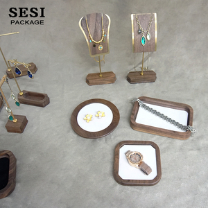 Sesi bán hàng trực tiếp 17cm đồ trang sức bằng gỗ hiển thị đứng Vòng cổ bông tai đứng bốn bên thép đồ trang sức bằng gỗ Rack hiển thị - Product Image 5