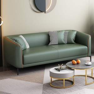 Sofá Moderno de Cuero Verde de Tres Plazas con Relleno de Espuma Resistente, Muebles para Sala de Estar - Product Image 2