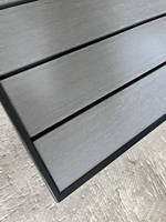 Table d'extérieur à double pied 30x48 avec support croisé en aluminium noir, pliable, hauteur 29'', table et chaise de restaurant commercial