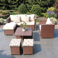 Luxuriöses 8-Blüten-Rattan-Sofa-Set, modernes Outdoor-Esszimmer-Set mit Aluminiumrahmen und schmutzabweisenden Sofas für Hotel & Villa