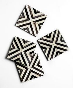 Buy Bone Inlay <b>Coaster</b> Set Handcrafted Black and White Mosaic <b>Drink</b> <b>Coasters</b> with Modern Geometric Designed Bone Inlay <b>Coaster</b> - Product Image 4