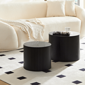 2-Piece <b>Nested</b> MDF Coffee <b>Table</b> Set Black Living Room/Lounge Area Furniture - Product Image 4