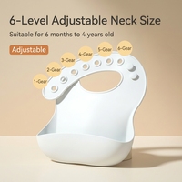 Bavoir pour bébé en silicone de qualité alimentaire 100% premium avec poche large et profonde pour attraper les aliments - Bavoir d'alimentation réglable, imperméable, sans BPA, doux