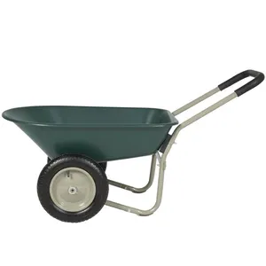 สีเขียวถาดโลหะคู่ล้อ garden wheelbarrow/ล้อ barrow ขาย