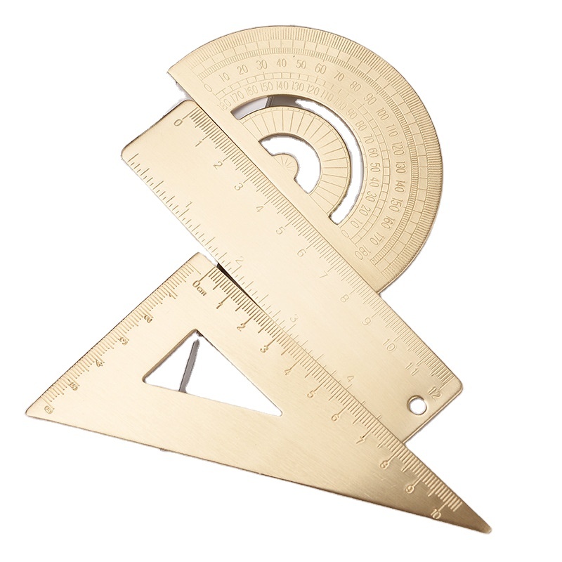 Brass Durable Ruler Set with Triangle