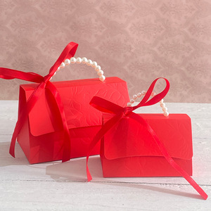 Перерабатываемые маленькие подарочные коробки с тиснением для дня рождения, свадьбы, шоколада, конфет, с жемчужными ручками для гостей - Product Image 4