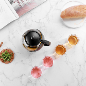 En gros Chinois Unique <span class=keywords><strong>Demi</strong></span>-<span class=keywords><strong>Lune</strong></span> <span class=keywords><strong>Café</strong></span> & Thé Ensembles Haute Résistant À La Chaleur En Verre Borosilicate Théière Théière Avec Infuseur - Product Image 4