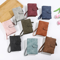 Dompet Pendek Uniseks Dompet Koin Portabel Kecil dengan Ritsleting Kulit PU Modis Dompet Tali Pergelangan Tangan dengan Banyak Slot Kartu
