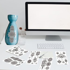 TATUAJES TEMPORALES DE HENA NEGRA para MUJERES - 53PCS Pegatinas de Tatuajes de Flores <span class=keywords><strong>Mandala</strong></span> Grandes para Chicas - Product Image 6