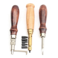 Kit de 18 outils manuels pour le travail du cuir, comprenant un perforateur, un outil de couture, un outil de découpe, un outil de rainurage pour selle et un outil de rainurage pour travaux lourds
