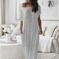 Robe d'été décontractée élégante à manches courtes, asymétrique, avec poche, pour femme, grande taille, style maxi