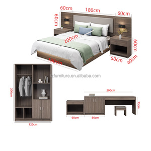 Complete Hotel Bedroom Furniture Sets Wood Queen King Bed Frame <b>With</b> Headboard Nightstand <b>Desk</b> Wardrobe for 3 Star Hotel Project - Product Image 6