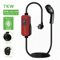 Preparado para Temperaturas Extremas -30°C ℃   hasta 50 ℃   Cargador Portátil para Vehículos Eléctricos J1772 Tipo 1, 240V, 7.7kW, Enchufe NEMA 14-50, Nivel 2 EVSE, 32A
