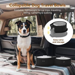 Ciotola per cani in acciaio inossidabile con coperchi 304 metallo due ciotole ovali per cani e gatti pieghevole per animali domestici nero - Product Image 5