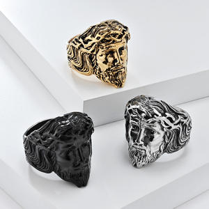 Men's Gold Jesus Face <b>Ring</b> Titanium Steel Fashion Jewelry Gift for Men - Product Image 5