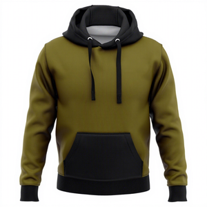 Sudadera con Capucha para Hombre, Diseño Color Block, Tejido de Punto, Corte Regular, Informal, para Otoño, Manga Larga, Verde Oliva y Negro - Product Image 3