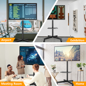 Xoay 360 độ cán TV di động giỏ hàng với Solid kệ kim loại cho 23-55 inch - Product Image 6