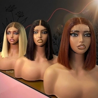 Perruque Bob Courte Sans Colle en Cheveux Humains Naturels Vietnamiens, Grade 15A Super Double Drawn, Fermeture en Dentelle 5x5, Lisse Baguette, Sans Colle