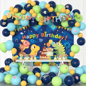 2024 new 233 PCS blue boy Three Little Dinosaurs HAPPY birthday party decoration items birthday other party decorations for kids