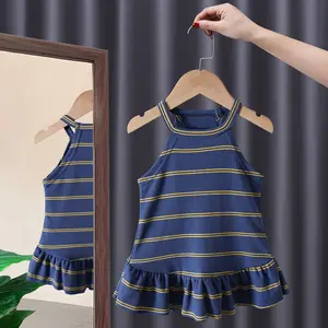 Vestido de princesa para bebês, vestido de princesa para crianças, roupas de algodão macio sem mangas