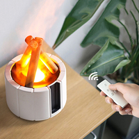 Humidificateur et Diffuseur d'Arômes Ultrasonique Portable USB à Effet Flamme 3D pour Huiles Essentielles avec Télécommande