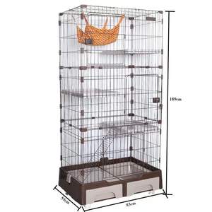 Cage d'élevage pour chats, en fil métallique, avec roulettes, haute qualité - Product Image 4