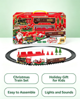 Train électrique de Noël avec lumières et sons, fonctionne sur piles, en plastique, échelle 1:24, jouet pour enfants, cadeau de Noël