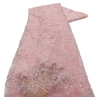 Tissu en dentelle française à sequins noirs en gros, tissu en dentelle perlée, tissu brodé, dentelle africaine haut de gamme pour robe décontractée